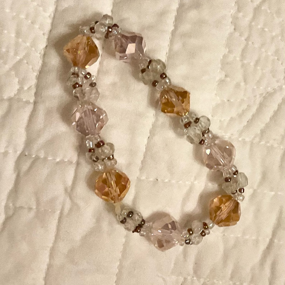 TWO TONE PINK CLEAR RHINESTONE BRACELET